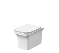 Balterley Square Back to Wall Toilet Pan & Soft Close Seat, Rimless Back to Wall Toilet Unit, Space Saving Toilets for Bathroom, BTW Toilets for Bathrooms - 370mm x 550mm x 470mm (White)