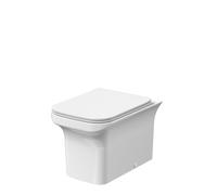 Balterley Square Back to Wall Toilet Pan & Soft Close Seat, Rimless Back to Wall Toilet Unit, Space Saving Toilets for Bathroom, BTW Toilets for Bathrooms - 370mm x 550mm x 470mm (White)