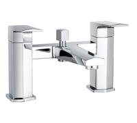Balterley Square Bath Shower Mixer Tap & Kit Dual Lever Waterfall Spout - Chrome in Silver Balterley Silver