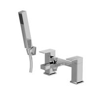 Balterley Square Bath Shower Mixer Tap with Shower Kit, Dual Levers - Chrome in Silver Balterley Silver