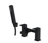 Balterley Square Bath Shower Mixer Tap With Shower Kit, Dual Levers - Matt Black Finish