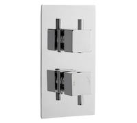 Balterley Square Concealed Twin Thermostatic Shower Valve 1 Outlet Chrome in Silver Balterley Silver