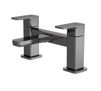 Balterley Square Deck Mounted Bath Filler Tap Brushed Pewter in Silver Balterley Silver