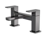 Balterley Square Deck Mounted Bath Filler Tap Brushed Pewter in Silver Balterley Silver