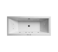 Square Double Ended Straight Whirlpool Bath with 12 Chrome Jets and Leg Set, 1800 x 800mm