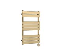 Balterley Square Flat Heated Towel Rail With 8 Bars, 840 X 500mm, Brushed Brass