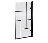Balterley 815 x 1520mm Bath Shower Screen, Rectangular Block Framed Shower Screens for Baths, 8mm Toughened Safety Bath Door Screen, 180° Pivot Hinge Reversible Door Screens for Baths (Black)