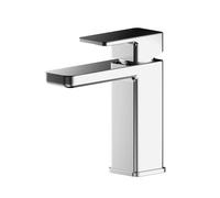 Balterley Square Mini Mono Basin Mixer Tap Push Button Waste Chrome in Silver Balterley Silver