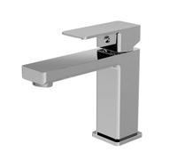 Balterley Bathroom Sink Taps, Mono Basin Mixer Tap with Push Button Waste, Single Lever Temperature Control Bathroom Tap, Square Body, Flat Square Tip Spout Taps - 50 x 166 x 151mm (Chrome)