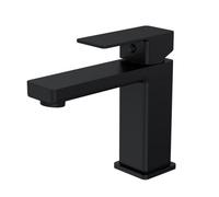 Balterley Bathroom Sink Taps, Mono Basin Mixer Tap with Push Button Waste, Single Lever Temperature Control Bathroom Tap, Square Body, Flat Square Tip Spout Taps - 50 x 166 x 151mm (Matt Black)
