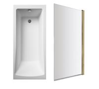 Balterley Square Single Ended 1700x700 with Brushed Brass Screen in White Balterley White
