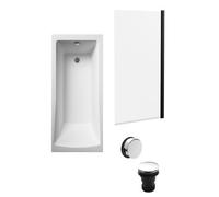Square Single Ended 1700x700 with Leg Set & Black Screen & Chrome Waste