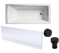 Balterley Square Single Ended 1700X700 With Leg Set & Black Waste & Front Bath Panel