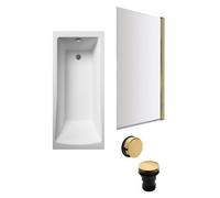 Square Single Ended 1700x700 with Leg Set & Brushed Brass Screen & Brushed Brass Waste