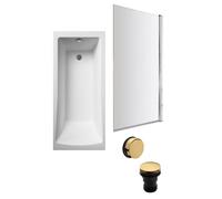 Square Single Ended 1700x700 with Leg Set & Chrome Screen & Brushed Brass Waste