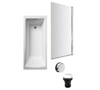 Square Single Ended 1700x700 with Leg Set & Chrome Screen & Chrome Waste