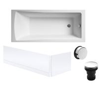Balterley Square 1700x700 Bath Set - Leg Set, Chrome Waste & Panels in White Balterley White