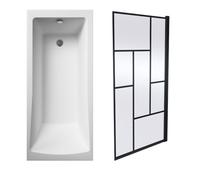 Square Single Ended 1700x700 with Leg Set & Black Abstract Framed Screen & Waste