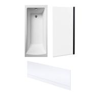 Balterley Square Single Ended Bath, Black Screen And Front Panel - 1700 X 700mm