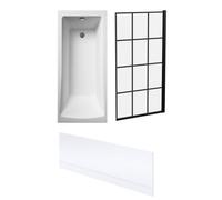 Square Single Ended Bath Framed Black Screen Front Panel 1700x700mm Balterley White One Size