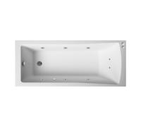 Square Single Ended Straight Whirlpool Bath with 8 Chrome Jets and Leg Set, 1700 x 700mm