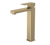 Balterley Square Tall Mono Basin Mixer Tap With High Rise Design - Brushed Brass Finish