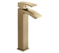 Balterley Square Tall Single, High Rise Design 307 x 52 x 139mm Brushed Brass in Metallics Balterley Metallics