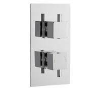 Balterley Contemporary Square Concealed Twin Thermostatic Shower Valve with Diverter 2 Outlets - Chrome