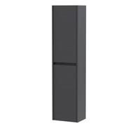 Balterley Square Wall Hung 2 Door Tall Bathroom Unit, 350mm - Woodgrain Graphite Grey