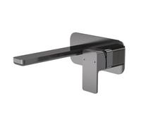 Balterley Wall Mount 2 Tap Hole Basin Mixer Tap Back Plate Brushed Pewter in Silver Balterley Silver