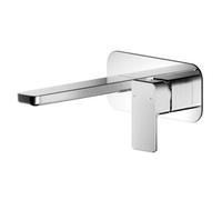 Square Wall Mount 2 Tap Hole Basin Mixer Tap & Back Plate - Chrome