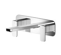 Balterley Square Wall Mount 3 Tap Hole Basin Mixer Tap Back Plate Chrome in Silver Balterley Silver