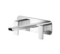 Balterley Square Wall Mount 3 Tap Hole Basin Mixer Tap Back Plate Chrome in Silver Balterley Silver
