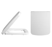 Square Top Fix Soft Close Toilet Seat with Squared Edge - White
