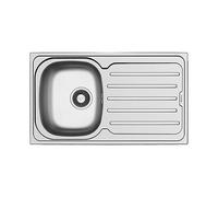 Balterley Stainless Steel Kitchen Sink with Drainer, Single Bowl Kitchen Sink Unit, Inset Rectangular Sinks with Drainer Board, No Tap Hole, Stainless Steel Drop-in Sinks - (Silver)
