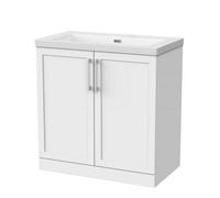 Balterley Stonnall Traditional Floor Standing 2 Door Vanity Unit With 0 Tap Hole Fireclay Basin, 800mm, Matt White