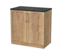 Balterley Stonnall Traditional Floor Standing 2 Door Vanity Unit With Black Pietra Marble Laminate Worktop, 800mm, Autumn Oak