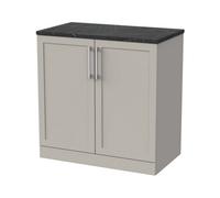 Balterley Stonnall Traditional Floor Standing 2 Door Vanity Unit With Black Pietra Marble Laminate Worktop, 800mm, Pebble Grey