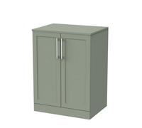 Balterley Stonnall Traditional Floor Standing 2 Door Vanity Unit With Laminate Worktop, 600mm, Reed Green