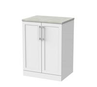 Balterley Stonnall Traditional Floor Standing 2 Door Vanity Unit With Marble Plaster Laminate Worktop, 600mm, Matt White