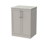 Balterley Stonnall Traditional Floor Standing 2 Door Vanity Unit With Marble Plaster Laminate Worktop, 600mm, Pebble Grey