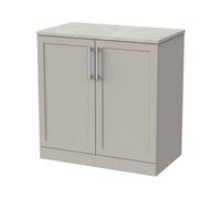 Balterley Stonnall Traditional Floor Standing 2 Door Vanity Unit With Marble Plaster Laminate Worktop, 800mm, Pebble Grey