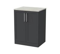 Balterley Stonnall Traditional Floor Standing 2 Door Vanity Unit With Marble Plaster Laminate Worktop, 600mm, Dark Grey