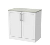 Balterley Stonnall Traditional Floor Standing 2 Door Vanity Unit With Marble Plaster Laminate Worktop, 800mm, Matt White