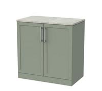 Balterley Stonnall Traditional Floor Standing 2 Door Vanity Unit With Marble Plaster Laminate Worktop, 800mm, Reed Green