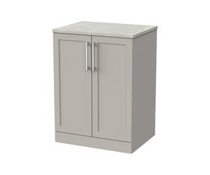 Balterley Stonnall Traditional Floor Standing 2 Door Vanity Unit With Marble Plaster Laminate Worktop, 600mm, Pebble Grey