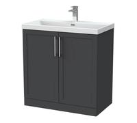Balterley Stonnall Traditional Floor Standing 2 Door Vanity Unit With Thin-Edge Ceramic Basin, 800mm, Dark Grey