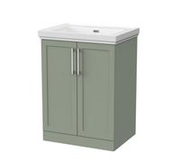 Balterley Stonnall Traditional Floor Standing 2 Door Vanity Unit With Traditional 0 Tap Hole Fireclay Basin, 600mm, Reed Green