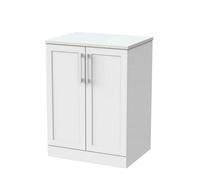 Balterley Stonnall Traditional Floor Standing 2 Door Vanity Unit With White Nebula Laminate Worktop, 600mm, Matt White