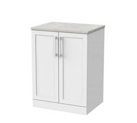 Balterley Stonnall Traditional Floor Standing 2 Door Vanity Unit With White Sparkle Laminate Worktop, 600mm, Matt White